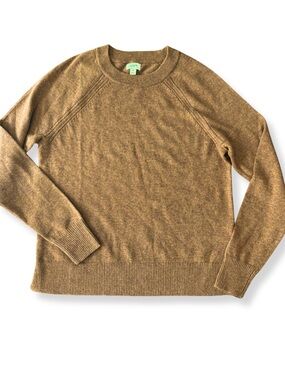 J.Crew XS Brown Wool Blend Raglan Crewneck Sweater Cotton Knit